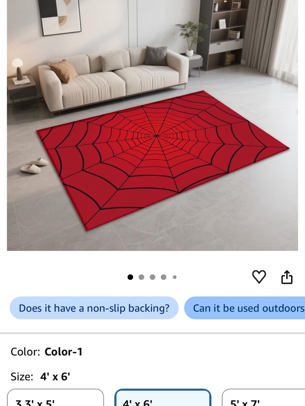 Red Spiderweb Area Rug